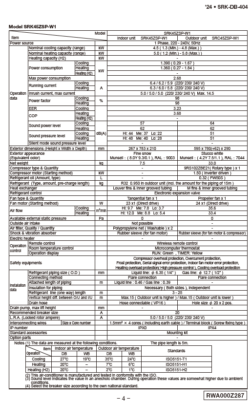 Mitsubishi Heavy Industries 4.5 kW Wall Mounted Air Conditioner 4.5 Kw