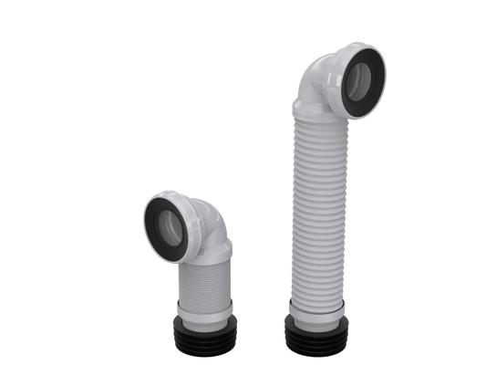 EXTENDABLE 90º BEND WC PAN CONNECTOR Ø100x460MM 100/110 OUTLET
