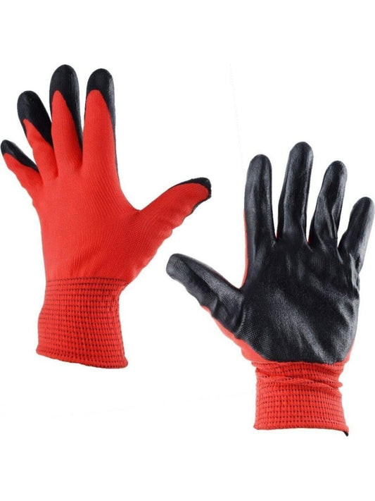 By Eli Grip Nitrile Red and Black Work Gloves