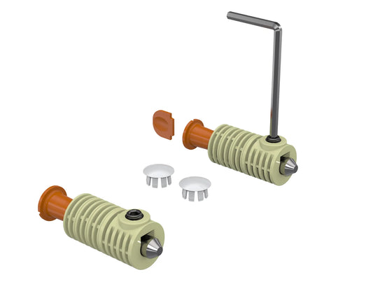WALLHUNG WC FIXING SET (FROM SIDE OR SEAT COVER HOLES) T1 – 34/13 MAIN BODY (Ø30 30-36 STAB.; 100MM STUD BOLT; 120MM ALLEN; WHITE CAPS; x3 EXTENSION)