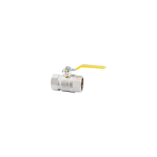 Lockable Gas Ball Valve - Yellow Lever Handle 1/2"