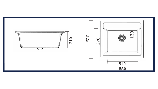51 x 58  SIRIUS GREY Composite 1.0 Bowl Kitchen Sink
