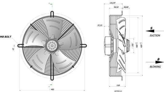 AKS 102-4ES-400 INDUSTRIAL AXIAL FAN (220V-SUCTION)