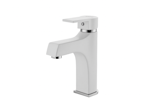 Solid White Mono Basin Mixer Tap
