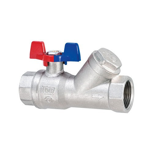 Filtered Full Bore Ball Valve with Butterfly Handle 1/2"